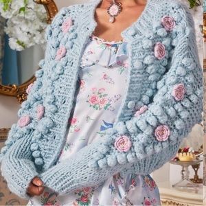 Baby Flower Patch Knit Cardigan Sz S